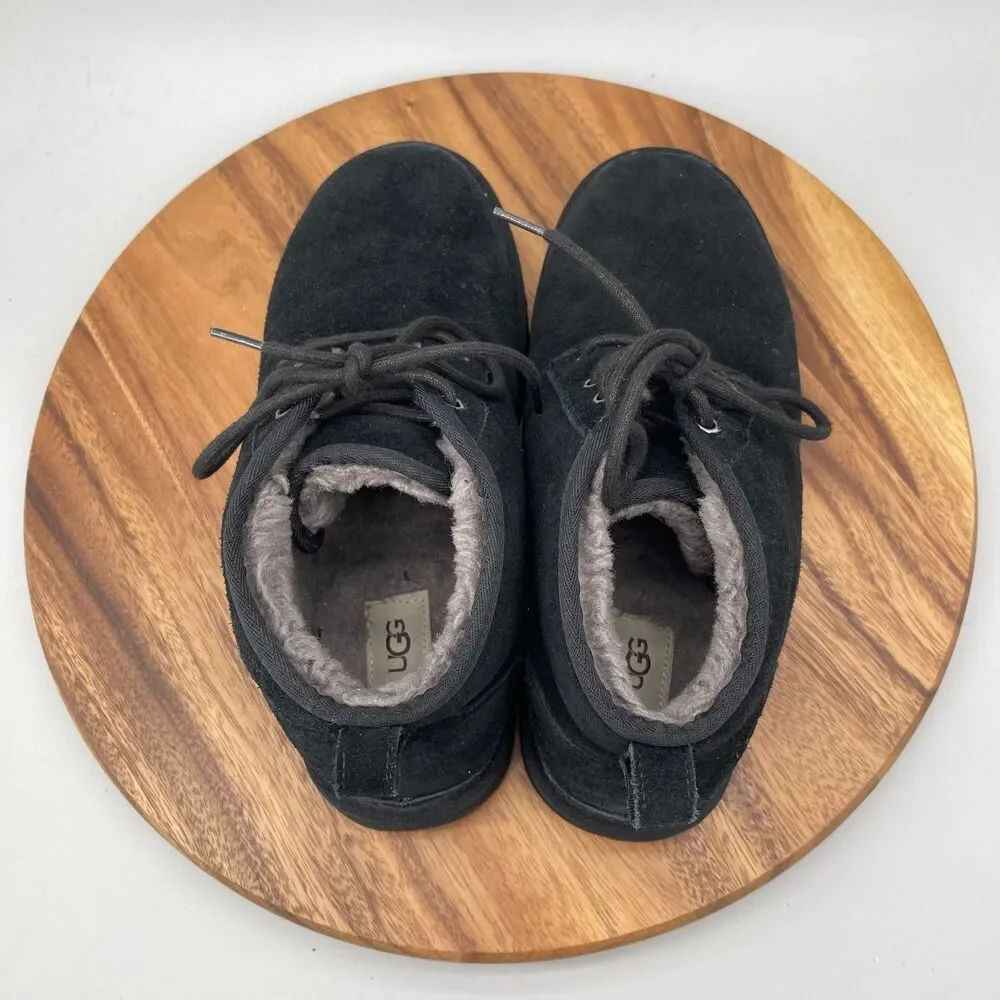 UGG Neumel Boots Mens Size 12 Black Suede Casual Comfort Shearling Lined Chukka